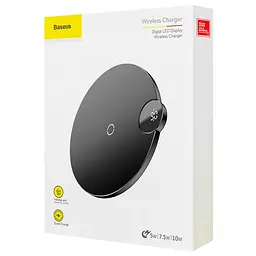 Бездротовий зарядний пристрій Baseus Digtal LED Display Wireless Charger WXSX-01 Black - мініатюра 5