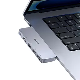 USB-хаб Baseus UltraJoy Series 5-Port HUB Space Grey (USB-C*2 to USB-C 40Gbps*1+HDMI 4K@30Hz*1+USB3.0*3） (B00052801811-04) - мініатюра 5