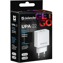 Зарядний пристрій Defender 2xUSB 16W 2.1A UPA-22 білий (83580)