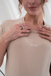 Футболка для вагітних і годуючих мам оверсайз із секретом годування Muse S Юла Мама бежевий - мініатюра 4