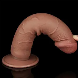 Фалоімітатор 8 SLIDING SKIN DUAL LAYER DONG BROWN LOVETOYS 66-LV317306 102667 - мініатюра 2
