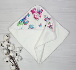 Дитячий рушничок-куточок 80х80 a.l.babybox Метелики Білий