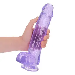 Фалоімітатор RealRock Crystal Clear 10" 25.4 см (фіолетовий) - мініатюра 2