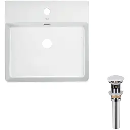 Умивальник Qtap Nando LT підвісний прямокутний 500x420x120 мм White + донний клапан PU02O, Білий