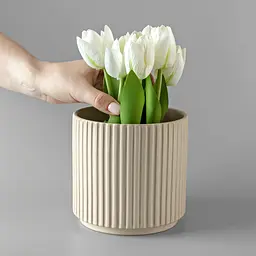 Ваза-кашпо МВМ My Home, 13 см, бежева (DH-FLOWERS-24 M BEIGE) - мініатюра 3