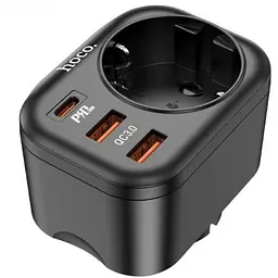 Мережевий фільтр HOCO NS3 на 1 розетку + 2 USB + USB-C, 20W, 220В, Black