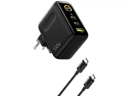 Мережевий зарядний пристрій BASEUS PicoGo AE21 100 W + USB Type-C to Type-C cable Black (E0121B00) - мініатюра 2