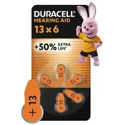 Батарейка Duracell для слухових апаратів розмір 13 6 шт. в упаковці (5004322)
