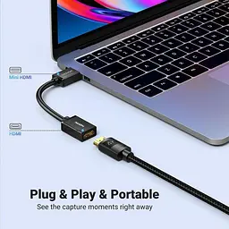 Перехідник адаптер Ugreen Mini HDMI to HDMI 2.0 4K 60 Hz 0.5 м Black (HD168) - мініатюра 6