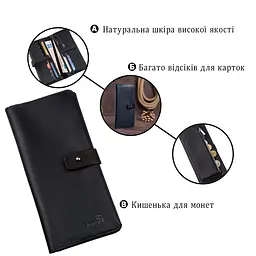 Гаманець чоловічий із вінтажної шкіри SHVIGEL 16209 чорний - мініатюра 4