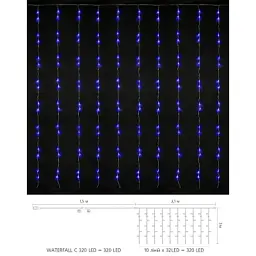 Гірлянда Delux Waterfall С 320LED 3х3 м синій/прозорий IP20 (90018008) - мініатюра 2
