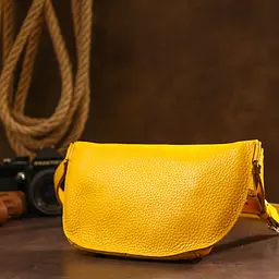 Шкіряна яскрава жіноча бананка Shvigel 16377 жовта - мініатюра 7