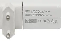 Блок живлення для ноутбуків PowerPlant APPLE 220V, 20V 61W (USB Type-C) - мініатюра 3