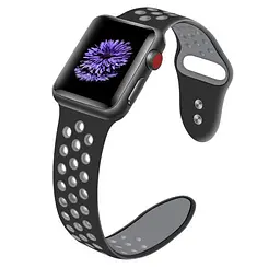 Спортивний ремінець Primo з перфорацією для Apple Watch 42 мм, 44 мм, 45 мм Black Grey - мініатюра 3