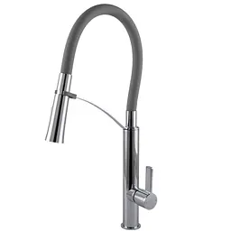 Змішувач для кухні TOPAZ MODERNO TMD-8817-H23-GR з гофро-гусаком і лійкою душ
