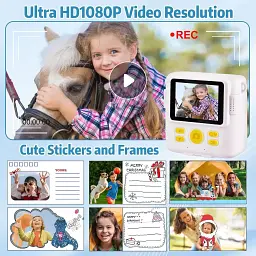Дитяча цифрова фотокамера з моментальним друком 8MP Kids Instant Print Camera ABS-681 біла 1080P для дітей 3-10 років - мініатюра 4