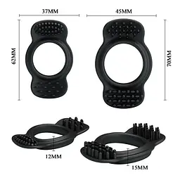Ерекційне кільце Baile Double Cock Ring, набір з 2 шт (чорний) - мініатюра 5