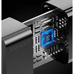 Мережевий зарядний пристрій Essager Pinchen 33W USB A + TYPE C Чорний (ECTAC-PCB01-P) - мініатюра 8