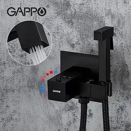 Набір гігієнічного душа прихованого монтажу Gappo G7207-60 із термостатом, чорний, Чорний матовий - мініатюра 4