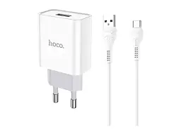 Мережевий зарядний пристрій Hoco C81A Asombroso 2.1 A + USB Type-C White (6931474727961)