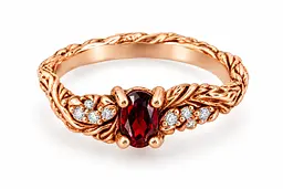 Жіноча каблучка Jewellery Continent з червоного золота з гранатом 14.5 (К-0860)