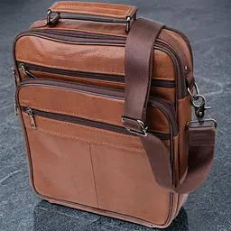 Сумка чоловіча з ручкою для перенесення в руці з натуральної шкіри Vintage 23031 світло-коричнева
