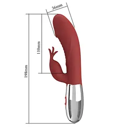 Вібратор-кролик Pretty Love Rasmussen 19.8 см (червоний) - мініатюра 10