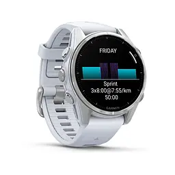 Смарт-годинник Garmin Fenix 8 43 мм AMOLED Срібний з білим силіконовим ремінцем - мініатюра 2