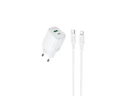 Мережевий зарядний пристрій Borofone BAS83A Star 20 W + Type-C to Lightning cable White (6941991126796) - мініатюра 2