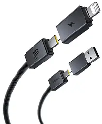 Кабель Baseus Versatile Two-for-Two Fast Charging Cable U+C to C+L 60W 1m Cosmic Black - мініатюра 3