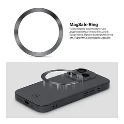 Чехол-накладка для Apple iPhone 13 Pro Max, Replica MagSafe, черный, противоударный защитный чехол с магнитным кольцом MagSafe, защита всего корпуса, TPU+PC, зеркальный, выступающий бортик вокруг экрана, ArmorStandart (ARM76190) - мініатюра 4
