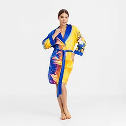 Халат жіночий з плюшевого велюру ексклюзивний Ukrainian heart 18308 2XL-3XL