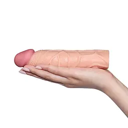 Подовжуюча насадка на член Lovetoy Pleasure X-Tender Penis Sleeve Flesh Add 1, +2.5 см (тілесний) - мініатюра 3