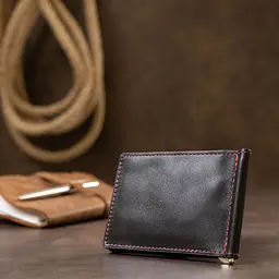 Шкіряний стильний затискач для грошей унісекс Grande Pelle 11541 чорний - мініатюра 10