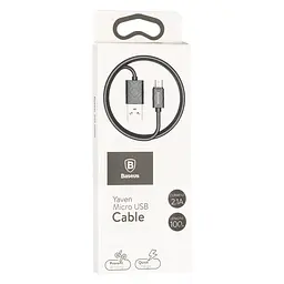 Кабель Baseus Yaven Cable USB to MicroUSB 2.1A 1m CAMUN-01 Black - мініатюра 3
