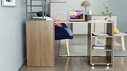 Стіл-тумба трансформер Смарт 4/1 з етажеркою Ferrum-decor 1430x1450x500 Чорний метал ДСП Дуб Сонома Трюфель 16 мм (FRD-105127) - мініатюра 7