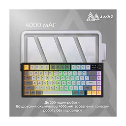 Клавіатура Ajazz AF82 Wireless/Bluetooth/USB UA Black/Gray/Yellow (AF82-BGY) - мініатюра 10