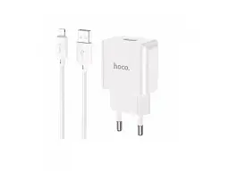 Мережевий зарядний пристрій Hoco C106A Leisure + Lightning White (6931474783899)