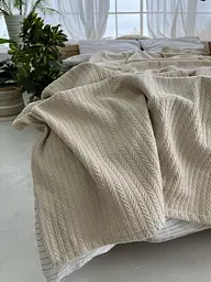 Покривало Zeintex Косичка бавовняне бежеве 230х300 см - мініатюра 4