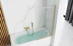 Шторка для ванни Rea Elegant 80 brushed gold нерухома REA-W6601, Універсальна, прозорий, золотий - мініатюра 2