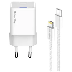 Зарядний пристрій ColorWay C101D GaN Mini 20 Вт PD PPS USB-C + кабель USB-C — Lightning білий (CW-CHS059PDL-WT) - мініатюра 4