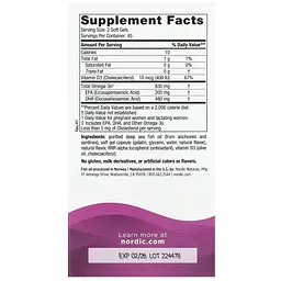 Докозагексаєнова кислота (ДГК) для вагітних Nordic Naturals Prenatal DHA 830 мг зі смаком полуниці 90 капсул - мініатюра 3