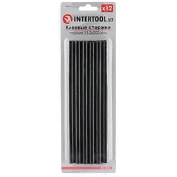 Клеєві стрижні універсальні Intertool 11.2 х 200 мм чорні (в упаковці 12 шт.)