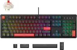 Клавіатура механічна X3 104Key, Keychron Red, USB-A, QMK/VIA, Hot-Swap, EN/UKR, RGB, чорний Lemokey teh0013912 - мініатюра 8