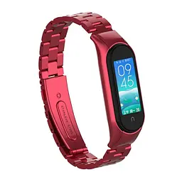 Ремінець для фітнес-браслета Boorui для Xiaomi Mi Band 5 і 6 металевий червоний - мініатюра 3