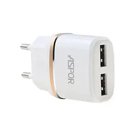Мережевий зарядний пристрій Aspor A828 Eco 2USB/2.4A + кабель USB – Micro- білий - мініатюра 2