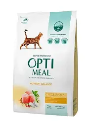 Повнораціонний сухий корм Optimeal для дорослих котів - курка 4 кг
