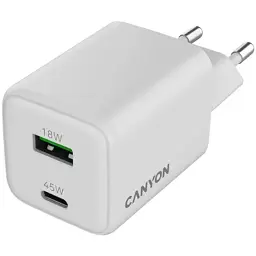 Зарядний пристрій Canyon CU45AC GaN 45W 1xPD 1xQC EU White (CNS-CUW45AC) - мініатюра 4