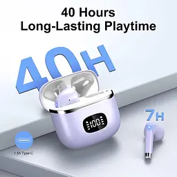 Бездротові навушники Bluetooth 5.3 з 4 мікрофонами з шумозаглушенням ENC — HiFi Stereo Deep Bass — 40 годин - мініатюра 2
