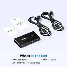 Комутатор UGREEN US216 2 In 4 Out USB 2.0 Switch Box 1.5 м Black (30767) - мініатюра 9